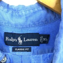 古着 ラルフローレン Ralph Lauren CLASSIC FIT クラシックフィット 半袖 リネン ボタンダウンシャツ メンズXL /eaa446307_画像3