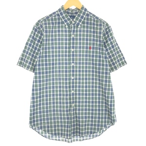 古着 ラルフローレン Ralph Lauren CLASSIC FIT 半袖 ボタンダウン チェックシャツ メンズL /eaa441440