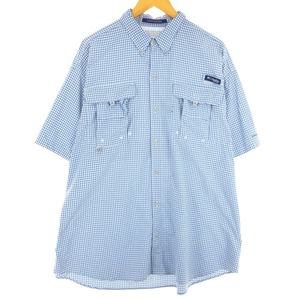 古着 コロンビア Columbia PFG チェック柄 ボタンダウン 半袖 フィッシングシャツ メンズXXL /eaa441227