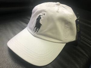 ポロラルフローレン　キャップ ホワイト Polo Ralph Lauren Cap ホワイト　白　系　ブラック刺繍入　フリーサイズ　ユニセックス