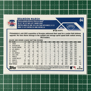 ★TOPPS MLB 2023 JAPAN EDITION #64 BRANDON MARSH［PHILADELPHIA PHILLIES］ベースカード「BASE」★の画像2