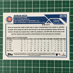 ★TOPPS MLB 2023 UPDATE #US170 ローワン・ウィック／ROWAN WICK［CHICAGO CUBS／横浜DeNAベイスターズ］ベースカード「BASE」★の画像2