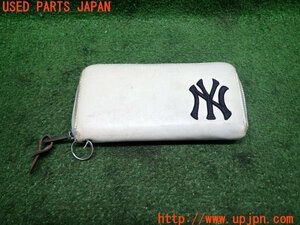 3UPJ=88660134]NEWYORK YANKEES ニューヨークヤンキース 財布 ウォレット 合皮 長財布 無地 ロゴ 刺? サイフ ホワイト 中古