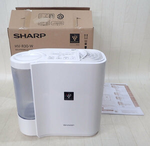 中古 きれいめSHARP シャープ 気化式 加湿器 HV-R30-W ホワイト 容量2.4L/加湿量290mL 5～8畳 パーソナルタイプ 2023年製