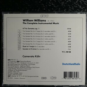 d（cpo）ウィリアム・ウィリアムズ 6つのトリオ・ソナタ カメラータ・ケルン William Williams Trio Sonatas Camerata Kolnの画像2