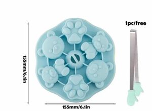 小さなクマの形のアイスキューブトレイ　トングつき