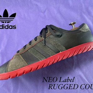 名機降臨！衝撃のコレクション！アディダス【NEO Label/RUGGED COURT】高級レザースニーカー！レッドステッチ！ダークブラウン 27cm/US9の画像1