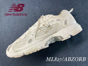 名機降臨！衝撃のコレクション！定14250円！90'sプロトデザイン！ニューバランス【ML827/ABZORB】高級スニーカー！白×銀 26cm/US8/D