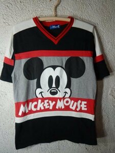 ｎ8923　レア　MICKEY MOUSE　東京　ディズニー　ランド　半袖　切り替え　デザイン　tシャツ　ミッキー　マウス　ビンテージ　vintage