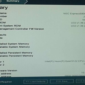 ラックサーバー NEC Express5800/R120h-1M N8100-2557Y/Xeon Gold 5122/メモリ8GB/HDD無/OS無/1U/サーバ S040310の画像7