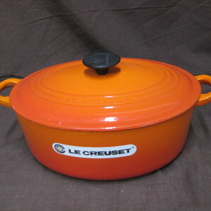 【A125】LE CREUSET ル・クルーゼ ココットオーバル 両手鍋 27cm オレンジ ホーロー鍋の画像1