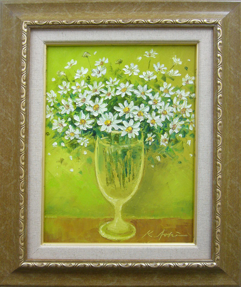 Painting Oil Painting Imayo Aoki Handwritten Oil Painting White Flower F4 Free Shipping, painting, oil painting, still life painting