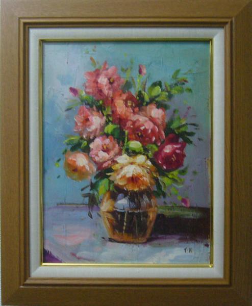 绘画 手绘油画 静物 幸运符 粉色花朵 包邮, 绘画, 油画, 静物画