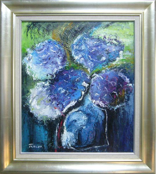 Takae Tamura pintura al óleo pintura al óleo manuscrita pintura abstracta lluvia flor Hortensia envío gratis, cuadro, pintura al óleo, pintura abstracta