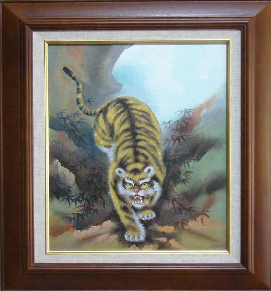 Toshihiko Takeuchi Painting Oil Painting Handwritten Oil Painting Animal Painting Lucky Charm Tiger Figure F6 Free Shipping, painting, oil painting, animal drawing