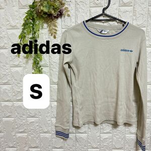 adidas アディダス 長袖Tシャツ ロンT スポーツ トップス カットソー 白 ホワイト Tシャツ 長袖