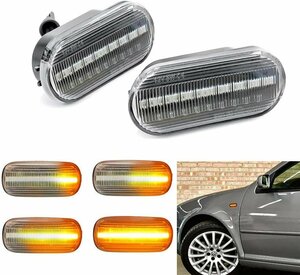 【送料無料】VW フォルクスワーゲン　ファイバーLED　クリアサイドマーカー ベント Vento　2個1組　新品