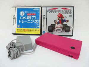 ◆◇【難有品】 Nintendo 任天堂 ニンテンドーDSi TWL-001 ピンク 充電器 マリオカートDS 含む ソフト3本 まとめ 通電確認済◇◆