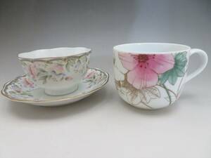 ◆◇NARUMI ナルミ Fine China Hyde Park ハイドパーク 磁器 色絵 含む カップ＆ソーサー マグカップ 洋食器 2点 まとめ◇◆