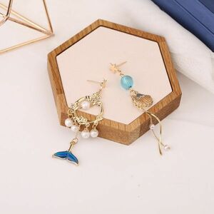  remainder 1 point * new goods * free shipping swaying fresh water pearl cotton pearl marine manner design Gold earrings carefuly selected rare goods Gold Plated lady's limited sale 
