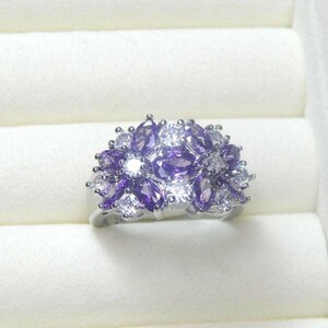  prompt decision * free shipping * new goods finest quality. excellent article gorgeous 11 number CZ amethyst diamond ring lady's zirconia silver XR-A27