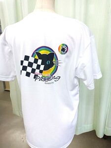 ライダーズカフェパッシングオリジナル猫ちゃんTシャツ M 半袖 白　ステッカー付