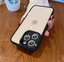 iphone14ケース カーバー レンズ保護付き　透明　お洒落　韓国　軽量 ケース 耐衝撃 高品質 ブラック135_画像9