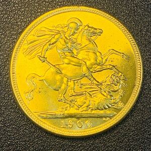 金貨　古銭　1900年　 イギリス　ヴィクトリア女王　竜殺し　クラウン　コイン　硬貨