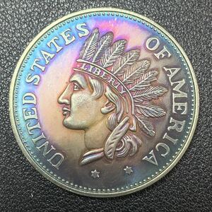 銀貨　古銭　1851年　アメリカ　インディアン人像　リバティ　１ドル　大型　コイン　硬貨