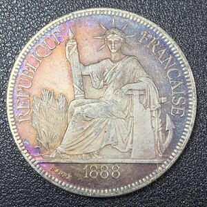 銀貨　古銭　フランス領インドシナドル　1888年　自由の女神デザイン　コイン　硬貨