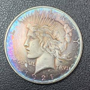 銀貨　古銭　アメリカ　1921年　自由の女神　独立13州　13の星　リバティ　太陽　イーグル　1ドル　大型　コイン　硬貨