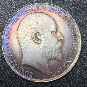 銀貨 古銭 1902年  イギリス エドワード7世 竜殺し クラウン コイン 硬貨 貿易銀の画像2