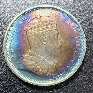 銀貨　古銭　1904年　イギリス領香港　エドワード7世　香港一圓　イギリス国章　クラウン　外国　大型　コイン　硬貨　貿易銀