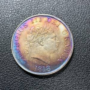 銀貨　古銭　1818年　 イギリス　ジョージ3世　連合王国国章　クラウン　コイン　硬貨　貿易銀