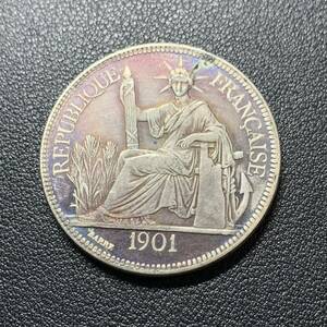 銀貨　古銭　フランス領インドシナドル　1901年　自由の女神デザイン　コイン　硬貨