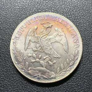 銀貨 古銭 メキシコ 1889年 イーグル 太陽の光 スペイン語「自由」銘 20G 大型 コイン 硬貨の画像2