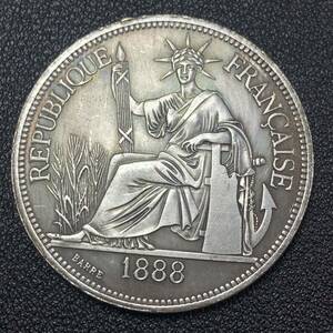 銀貨　古銭　フランス領インドシナドル　1888年　自由の女神デザイン　コイン　硬貨