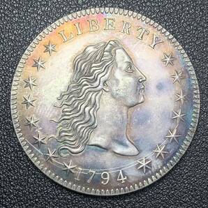 銀貨 古銭 アメリカ 1794年 自由の女神 リバティ 星の数・13 イーグル 1ドル 大型 コイン 硬貨の画像1