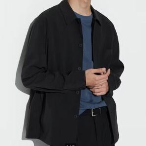 新品ユニクロ（UNIQLO）感動シャツジャケット（コットンライク）Ｍサイズブラック