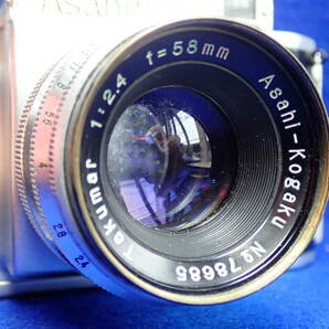 ☆古いカメラ【Asahiflex】アサヒフレックス・１:2.4 ｆ＝５８㎜・・状態良好 美品です。イー25の画像3
