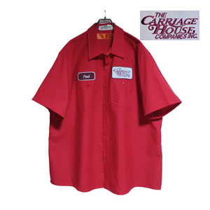 RED KAP 半袖ワークシャツ size 2XL オーバーサイズ レッド ゆうパケットポスト可 胸 ワッペン CARRIAGE 古着 洗濯 プレス済 e48