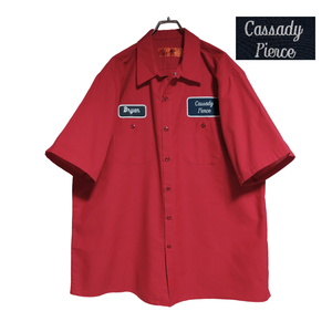 RED KAP 半袖ワークシャツ size 2XL オーバーサイズ レッド ゆうパケットポスト可 胸 ワッペン Cassady Pierce 古着 洗濯 プレス済 e59