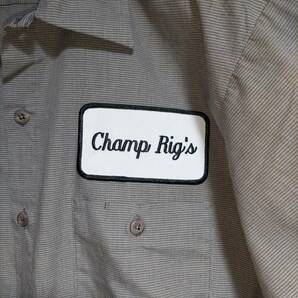 CiNTAS 半袖ワークシャツ size L グレー ベージュ ゆうパケットポスト可 胸 ワッペン Champ Rig's 古着 洗濯 プレス済 e49の画像3