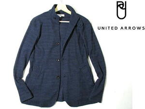 美品■ 即決　春夏　ユナイテッドアローズ　サーフニット　イタリアンカラー ジャケット　紺　ネイビー　スタンドカラー　UNITED ARROWS　S