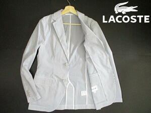 新品 未使用に近い！■ 即決　定価2.5万　ラコステ　春夏 シアサッカー テーラードジャケット　LACOSTE　46　ストライプ　サマージャケット