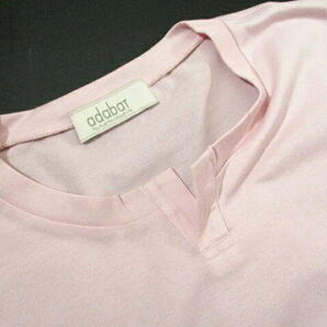 日本製■ 美品！ 即決 安い！ アダバット ゴルフ 半袖Tシャツ adabat サルーキ 50 XLサイズ ベビーピンク キーネック GOLF メンズの画像5