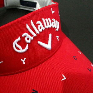 ■ 新品 安い！ 即決 キャロウェイ サンバイザー メンズ ゴルフ Callaway 未使用 赤 レッド 総柄 総ロゴ 3D刺繍 帽子 バイザーの画像3