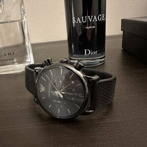 EMPORIO ARMANI 腕時計 ブラック レザーバンドの画像2