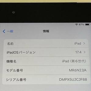 docomo アップル iPad 第6世代 WiFi+Cellular 32GB A1954 MR6N2J/A スペースグレイ SIMロック解除済の画像8