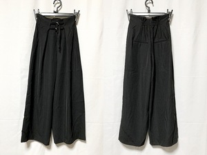 USED □ シティ □ レディース ワイドパンツ ダブルベルトデザイン ロング丈 ブラック 0